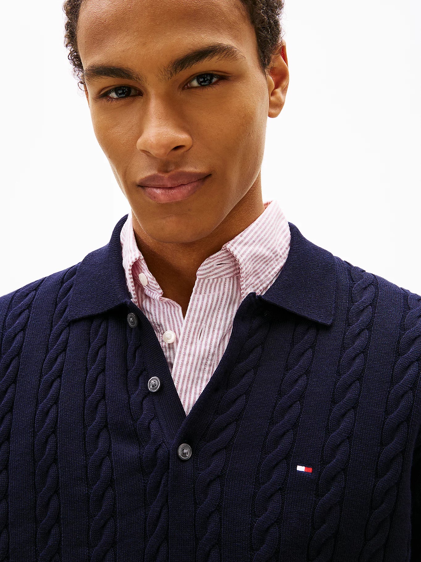 Tommy Hilfiger miesten neulepusero Classic Cotton Cable LS Polo, tummansininen - Image 3