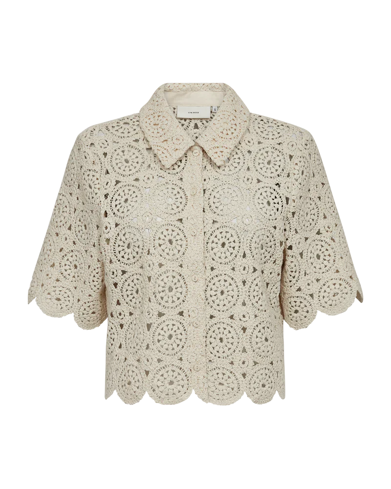 COPENHAGEN MUSE naisten neulepusero, CROCHET CARDIGAN Luonnonvalkoinen