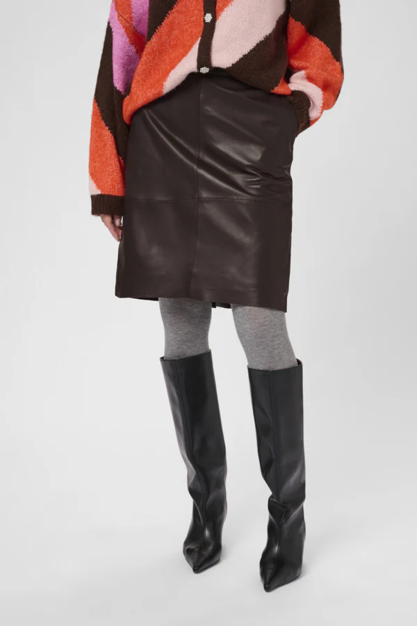 Culture naisten hame CUberta Leather Skirt, Coffee bean - Image 2