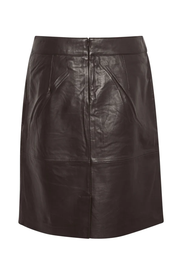Culture naisten hame CUberta Leather Skirt, Coffee bean - Image 5