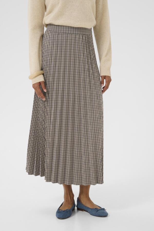 Culture naisten hame, CUCHECKA LONG SKIRT Brown Check - Image 3