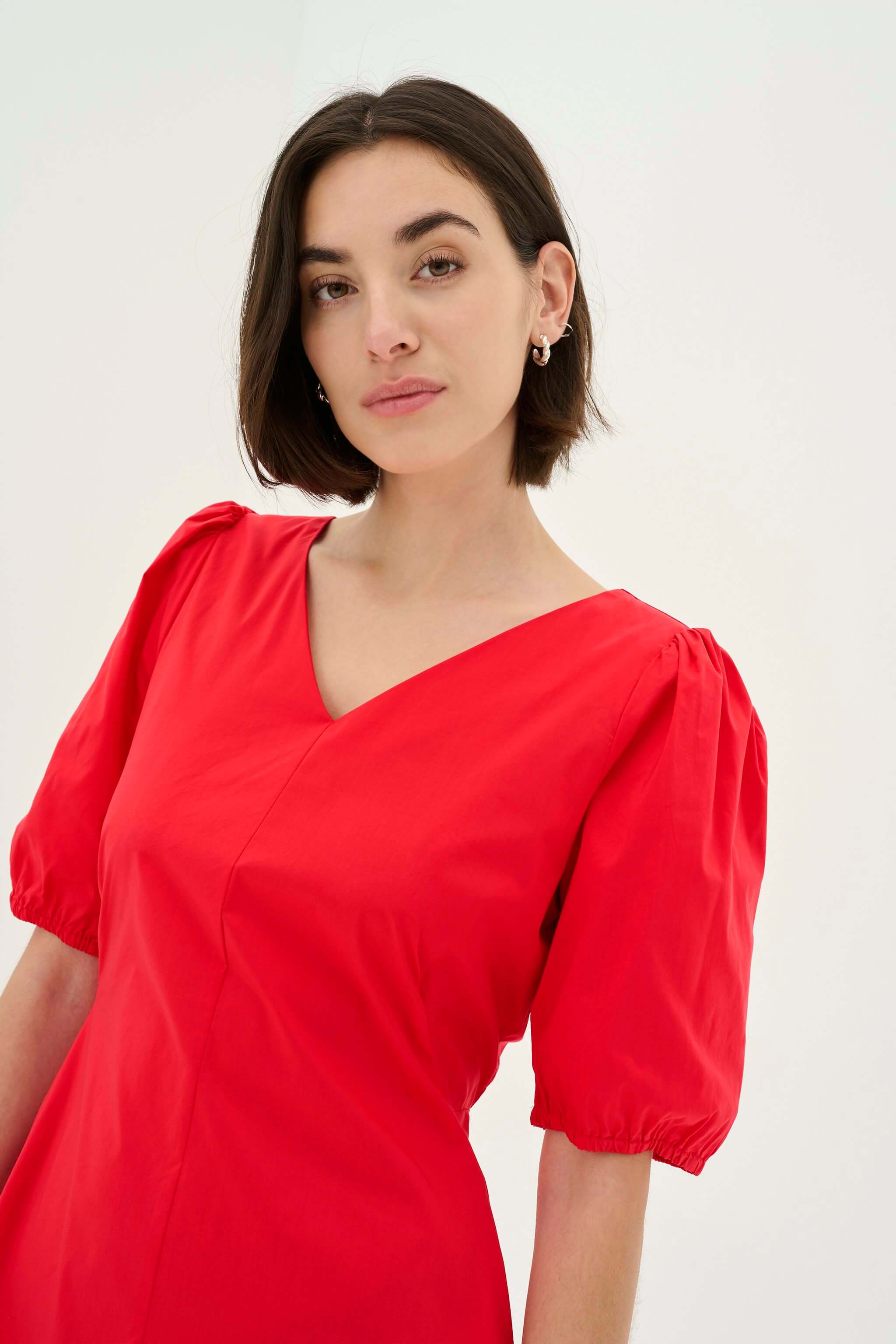 CULTURE, Naisten Mekko, ANTOINETT SS DRESS Fiery Red - Image 3