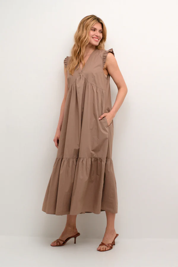 CULTURE naisten mekko, CUOLENA SL DRESS Taupe Gray