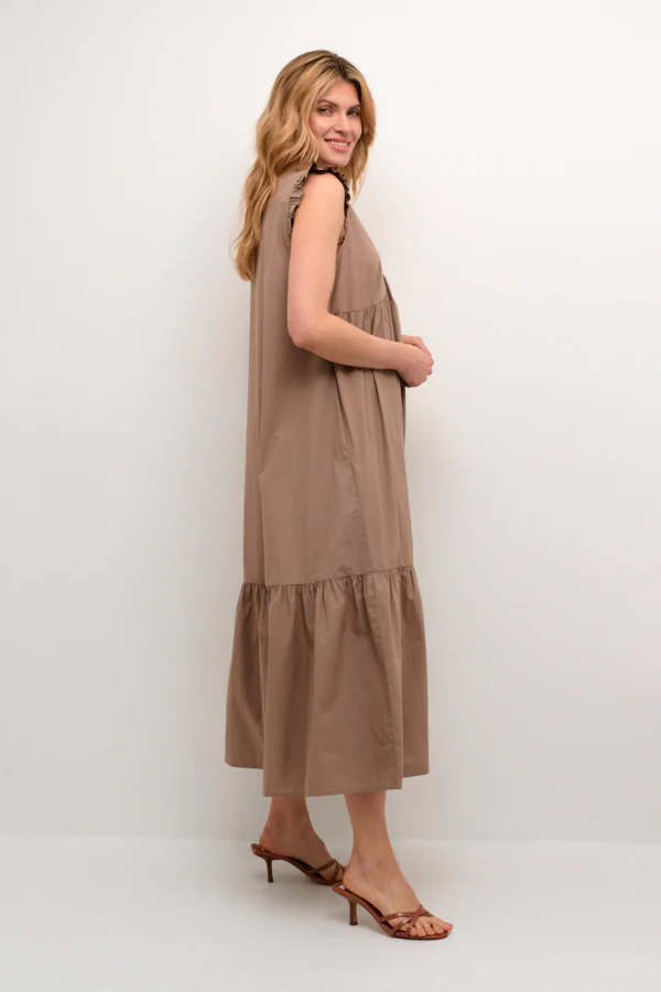 CULTURE naisten mekko, CUOLENA SL DRESS Taupe Gray - Image 3