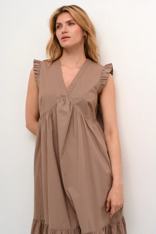 CULTURE naisten mekko, CUOLENA SL DRESS Taupe Gray - Image 4