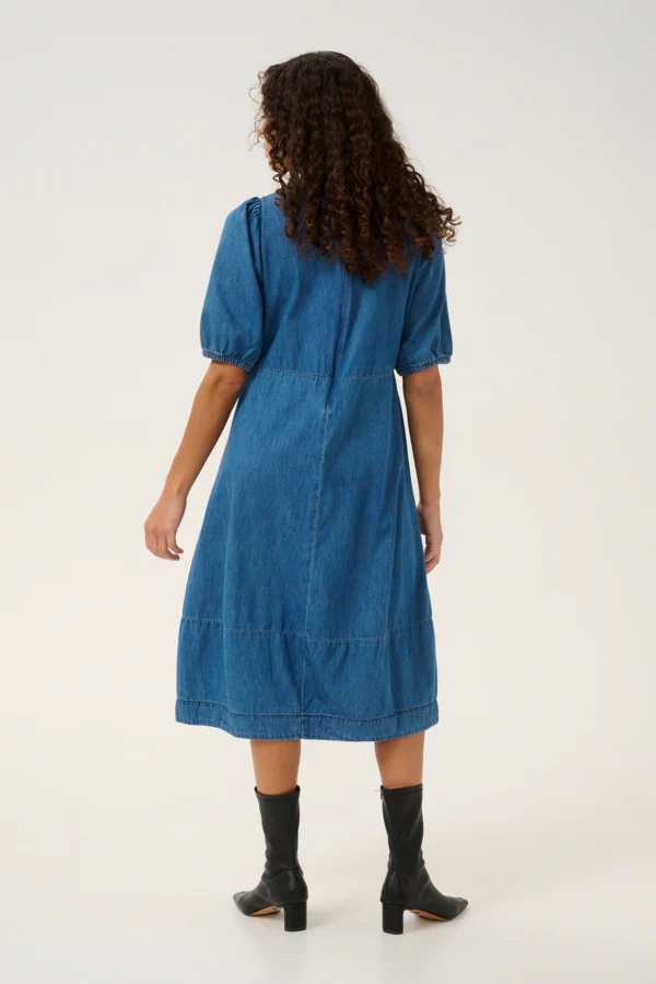 Culture naisten mekko, RIVA ARPA DRESS Dark Blue Wash - Image 2