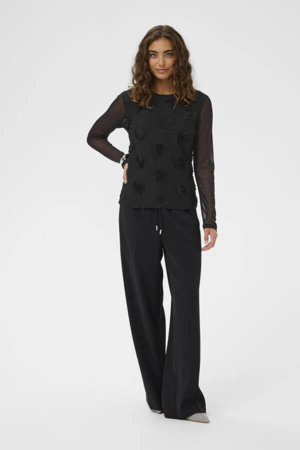 Culture Mascha Mesh O-Neck Blouse, musta - Image 3