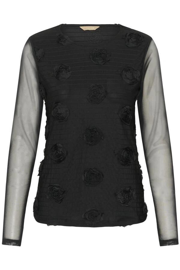 Culture Mascha Mesh O-Neck Blouse, musta - Image 5