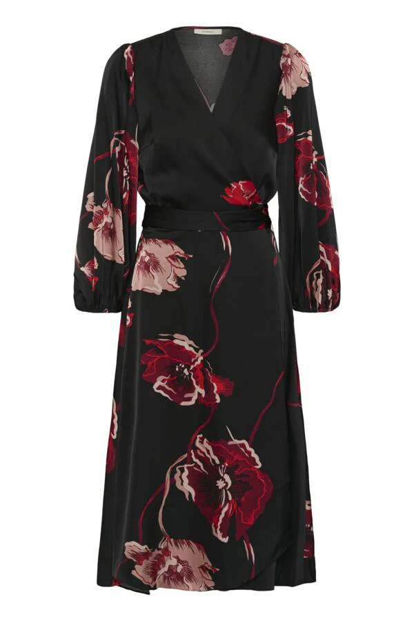 Inwear Dawn Basira Wrap Dress, Black Poppy Rose - Image 5