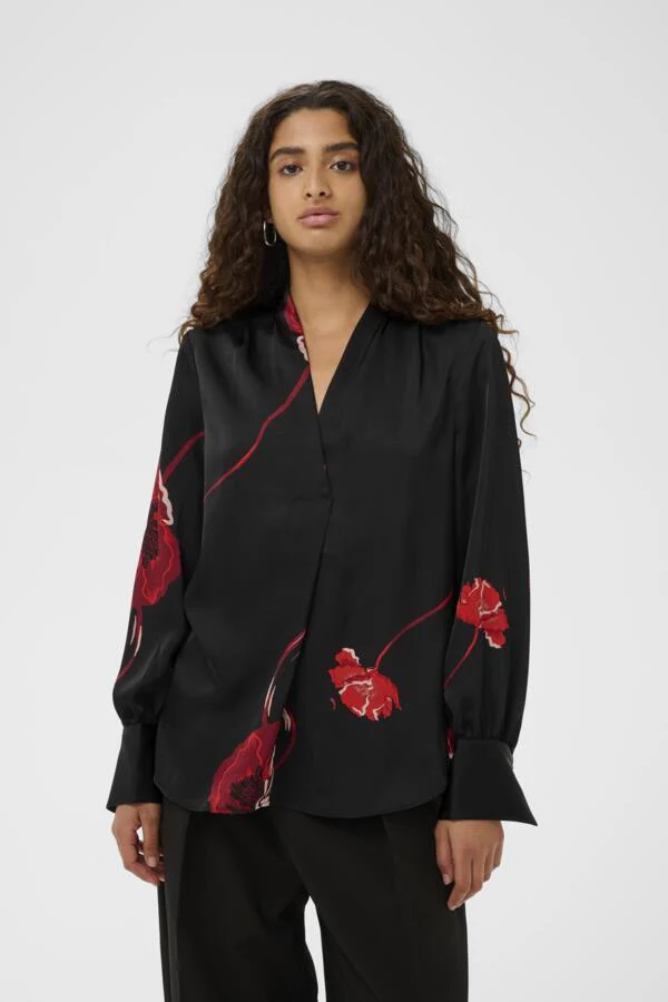 Inwear naisten paitapusero DAWNIW V-NECK Black, Poppy Rose - Image 6