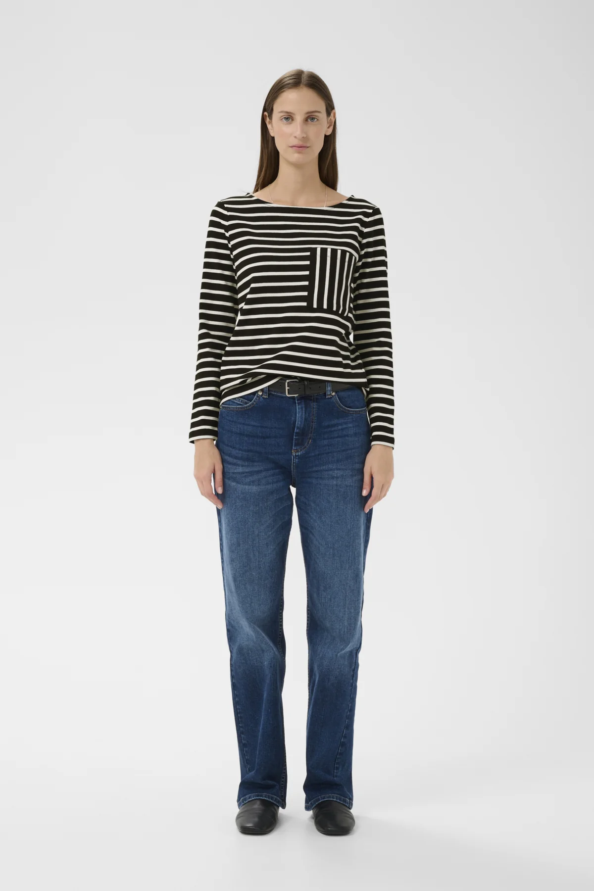 Inwear naisten paita DellaIW T-Shirt, Black / Whisper White Str - Image 4
