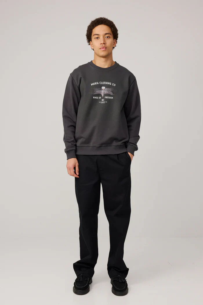 Makia miesten collegepaita Eagle Sweatshirt, hiilenmusta