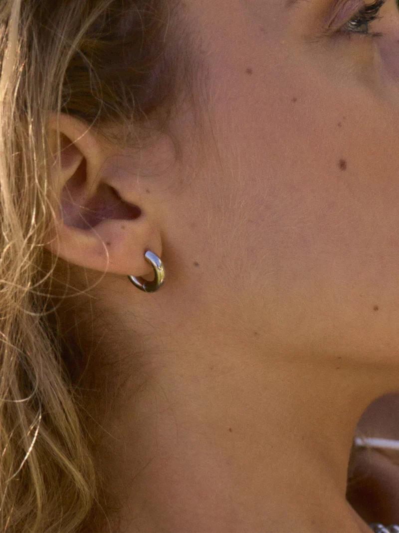 Edblad korvakorut, CHUNKY HOOPS S STEEL 14mm Hopeanharmaa - Image 2