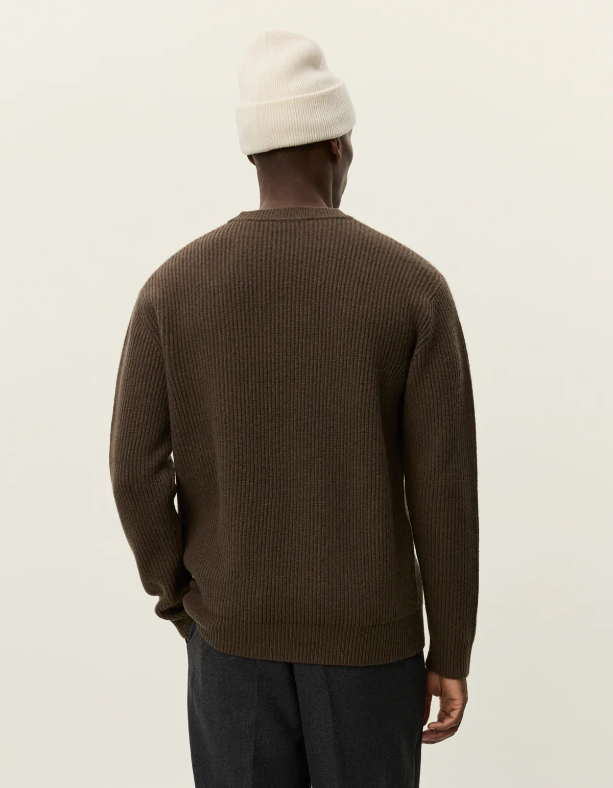 Les Deux miesten neulepusero Eddie Wool Rib Crewneck Knit, keskiruskea - Image 2