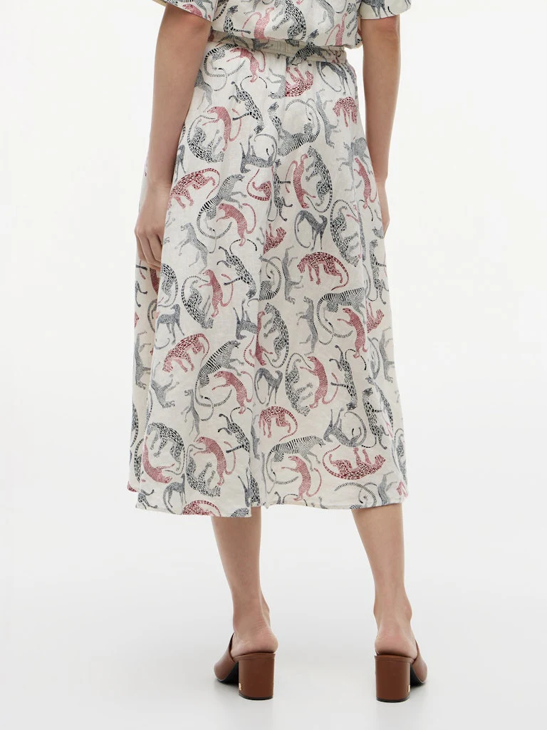 Tommy Hilfiger hame ESS Linen Flare Midi Skirt, monivärinen kuosi - Image 2
