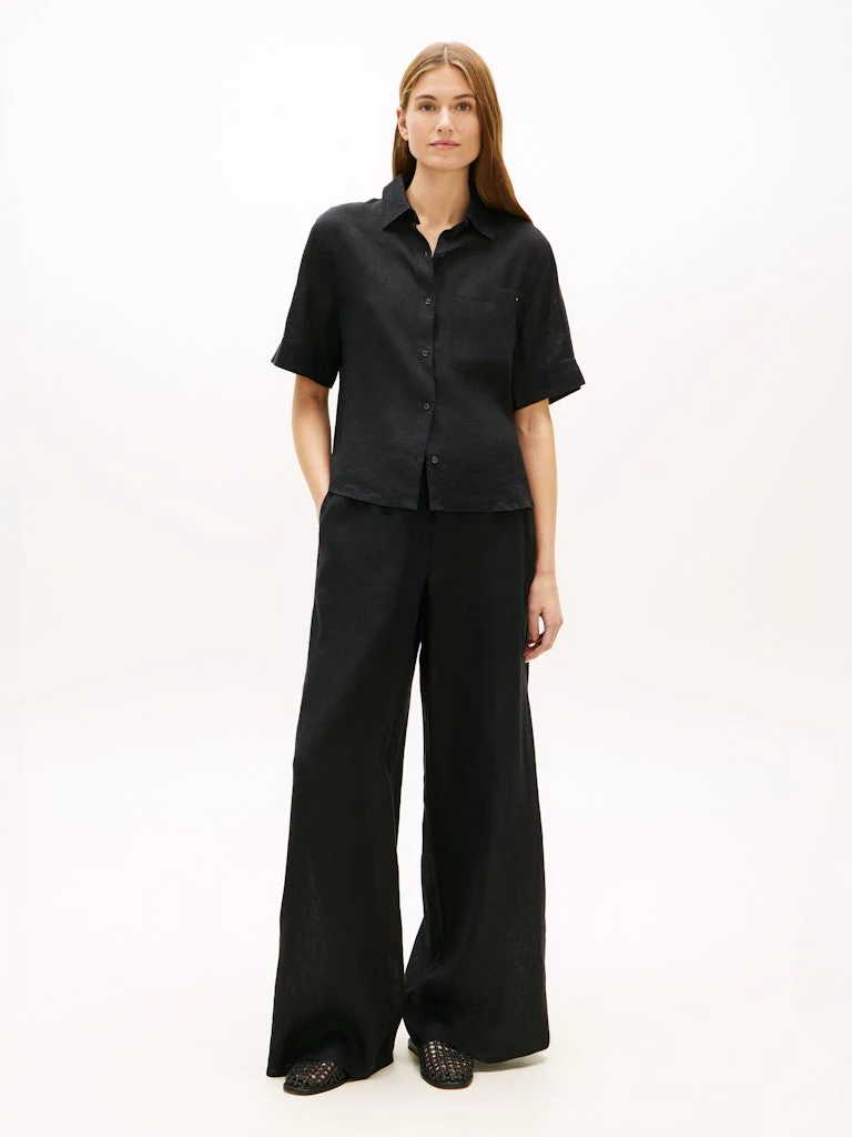 Tommy Hilfiger naisten housut ESS Linen Pull On Pants, musta