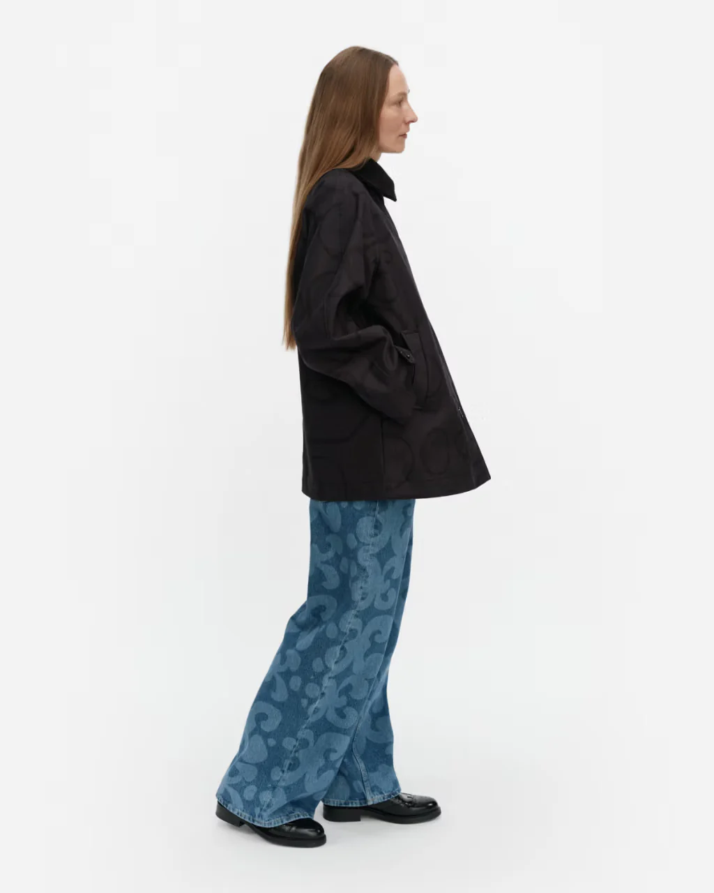 Marimekko naisten takki Essee Keidas Coat, musta kuosi - Image 3
