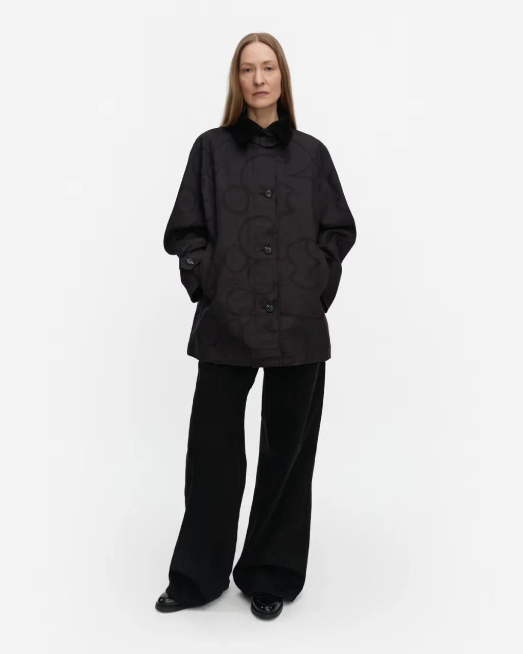 Marimekko naisten takki Essee Keidas Coat, musta kuosi - Image 4
