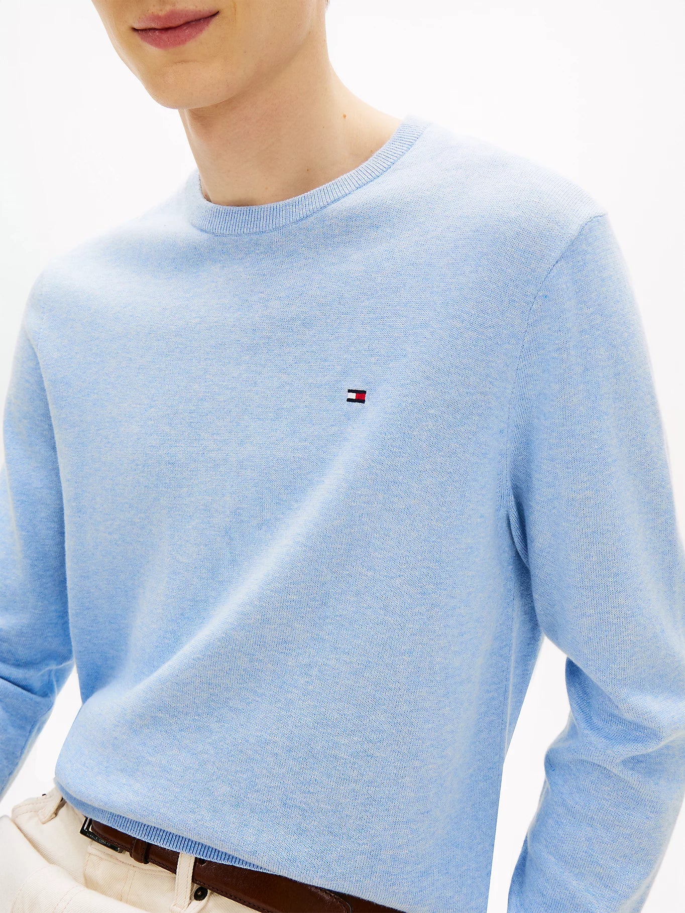 Tommy Hilfiger miesten neulepusero Essential SSNL Cotton Crew Neck, vaaleansininen - Image 3