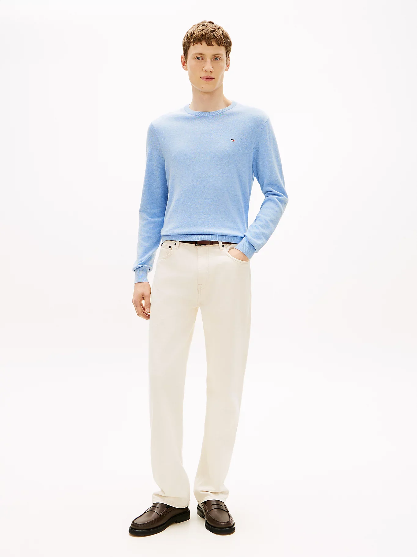 Tommy Hilfiger miesten neulepusero Essential SSNL Cotton Crew Neck, vaaleansininen - Image 4