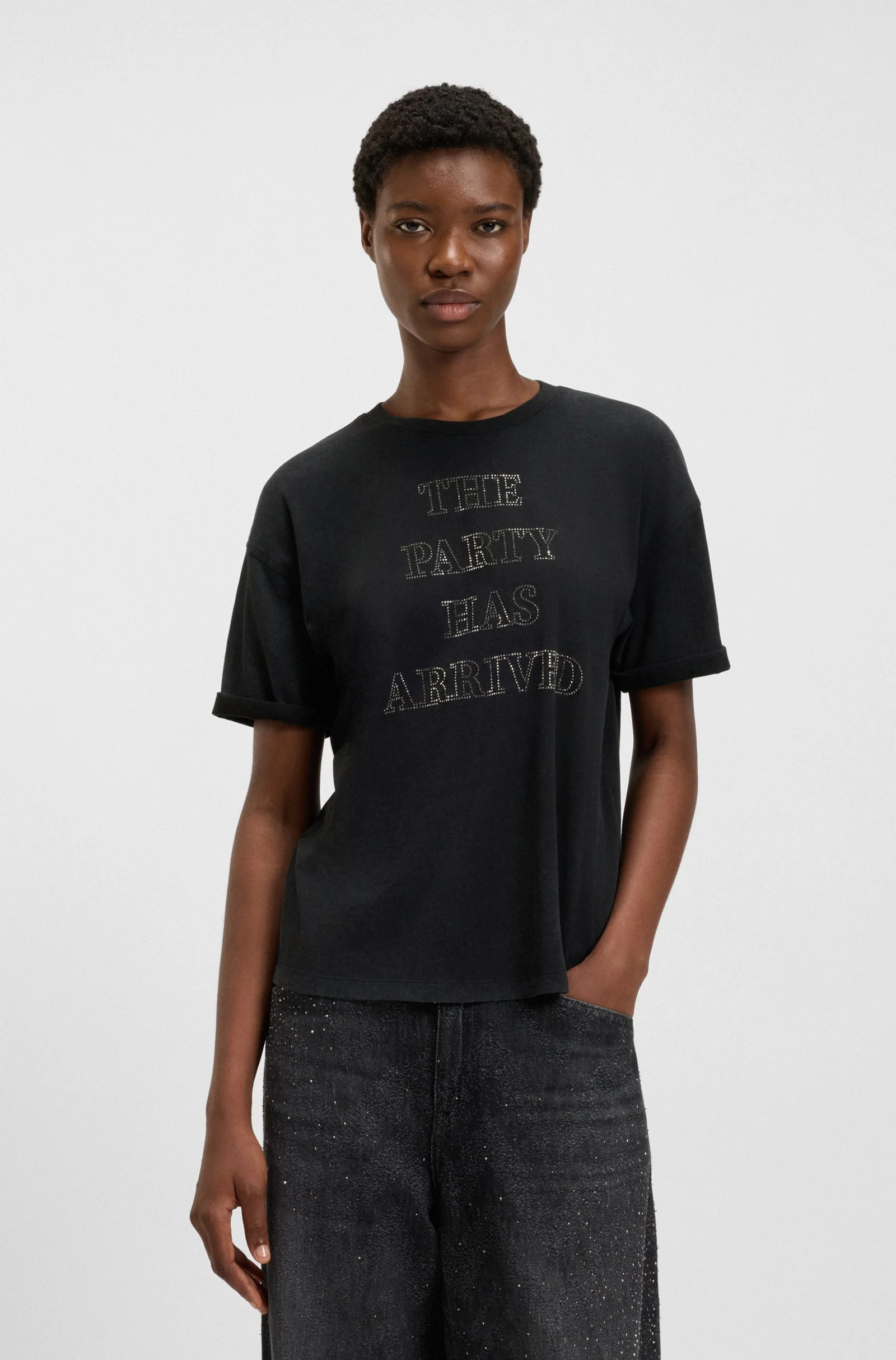 BOSS Orange naisten t-paita EVI T-SHIRT, musta