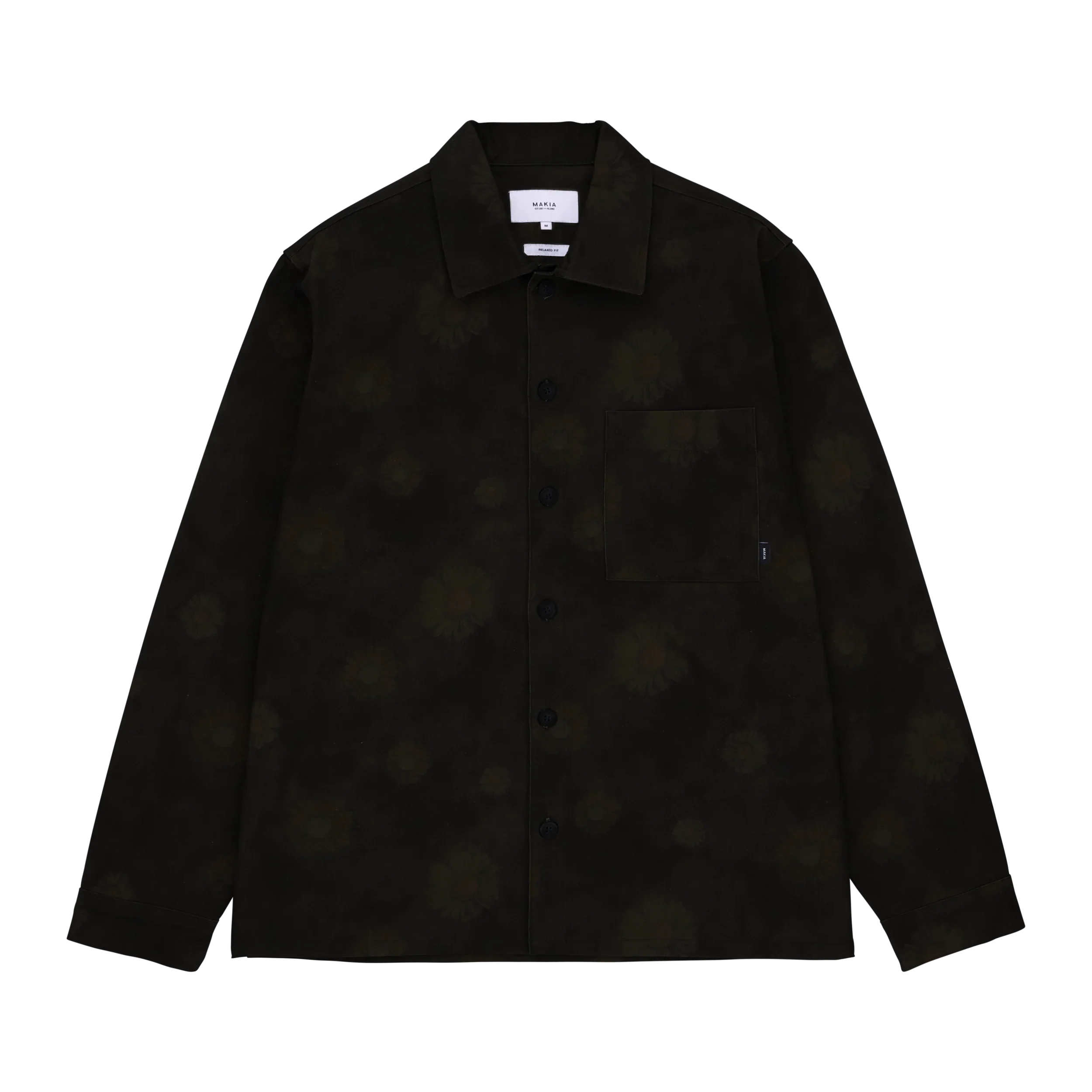 Makia miesten paitatakki Fleurine Overshirt, musta kuosillinen - Image 2