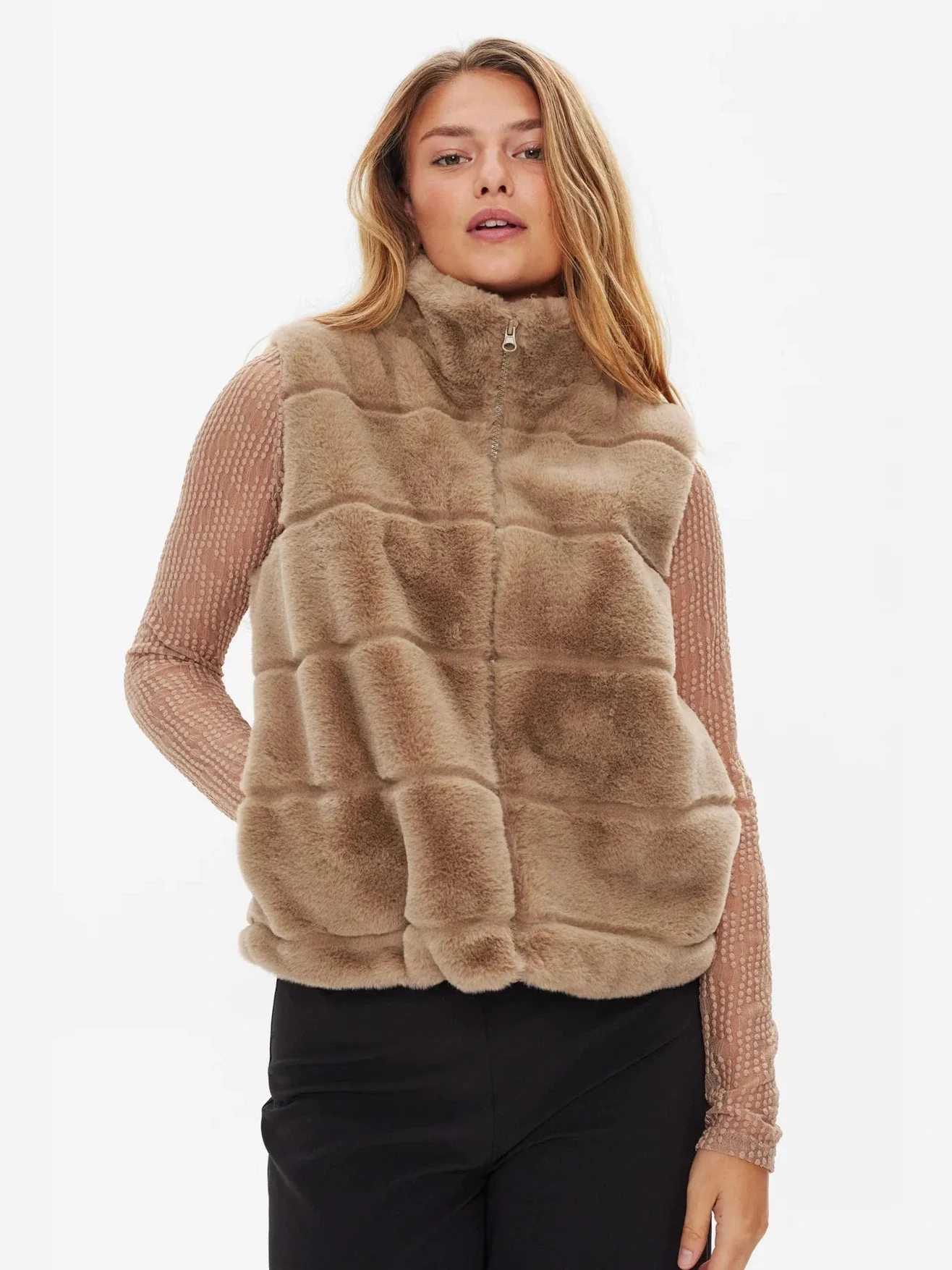 Freequent Naisten Liivi, FOXY VEST Vaalea Beige
