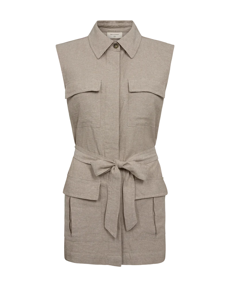 Freequent Naisten Liivi, LAVA WAISTCOAT Vaalea Beige - Image 2