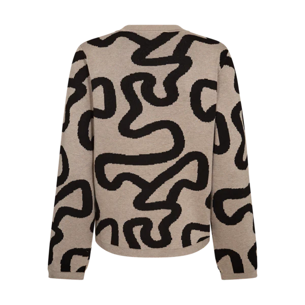 Freequent Naisten Neule, ANI PULLOVER Beige Kuosi - Image 3