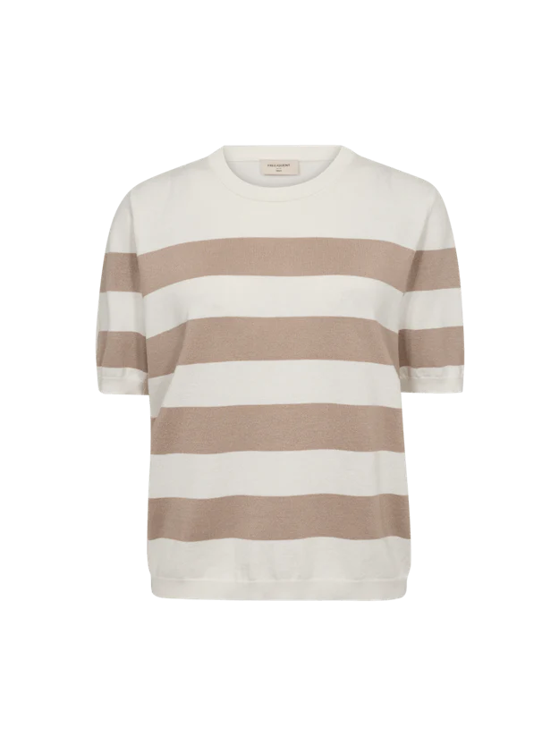 Freequent naisten neulepusero, PIXIE PU Raidallinen Beige
