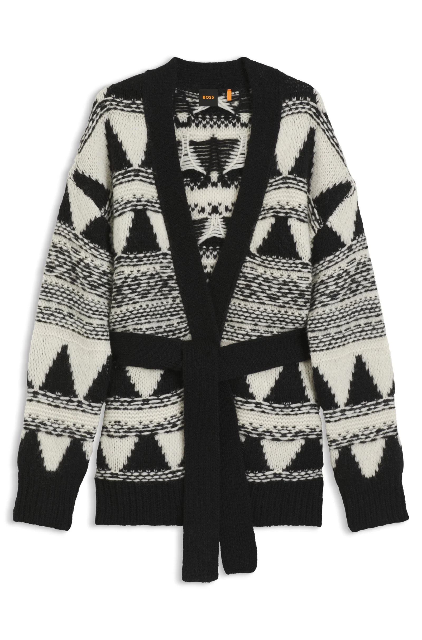 BOSS Orange naisten neuletakki Fregolano Cardigan, valkopohjainen kuosi - Image 3