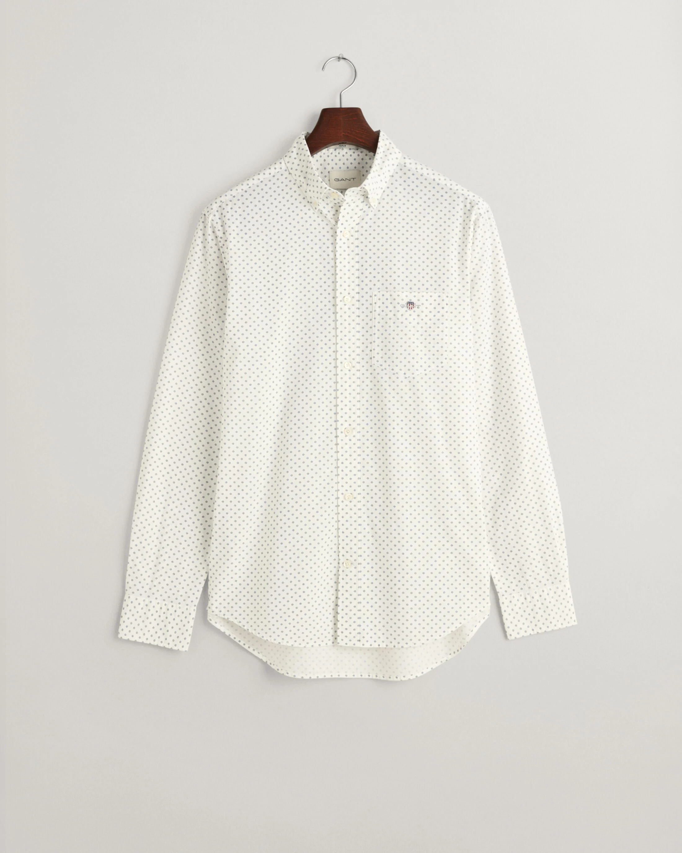Gant miesten kauluspaita, REGULAR MICRO PRINT LS Valkopohjainen Kuosi