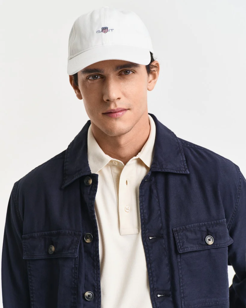 Gant miesten lippis, SHIELD COTTON TWILL CAP Valkoinen