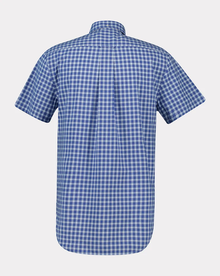 Gant miesten lyhythihainen kauluspaita, REG CLASSIC POPLIN SS SHIRT Sininen Ruutu - Image 4