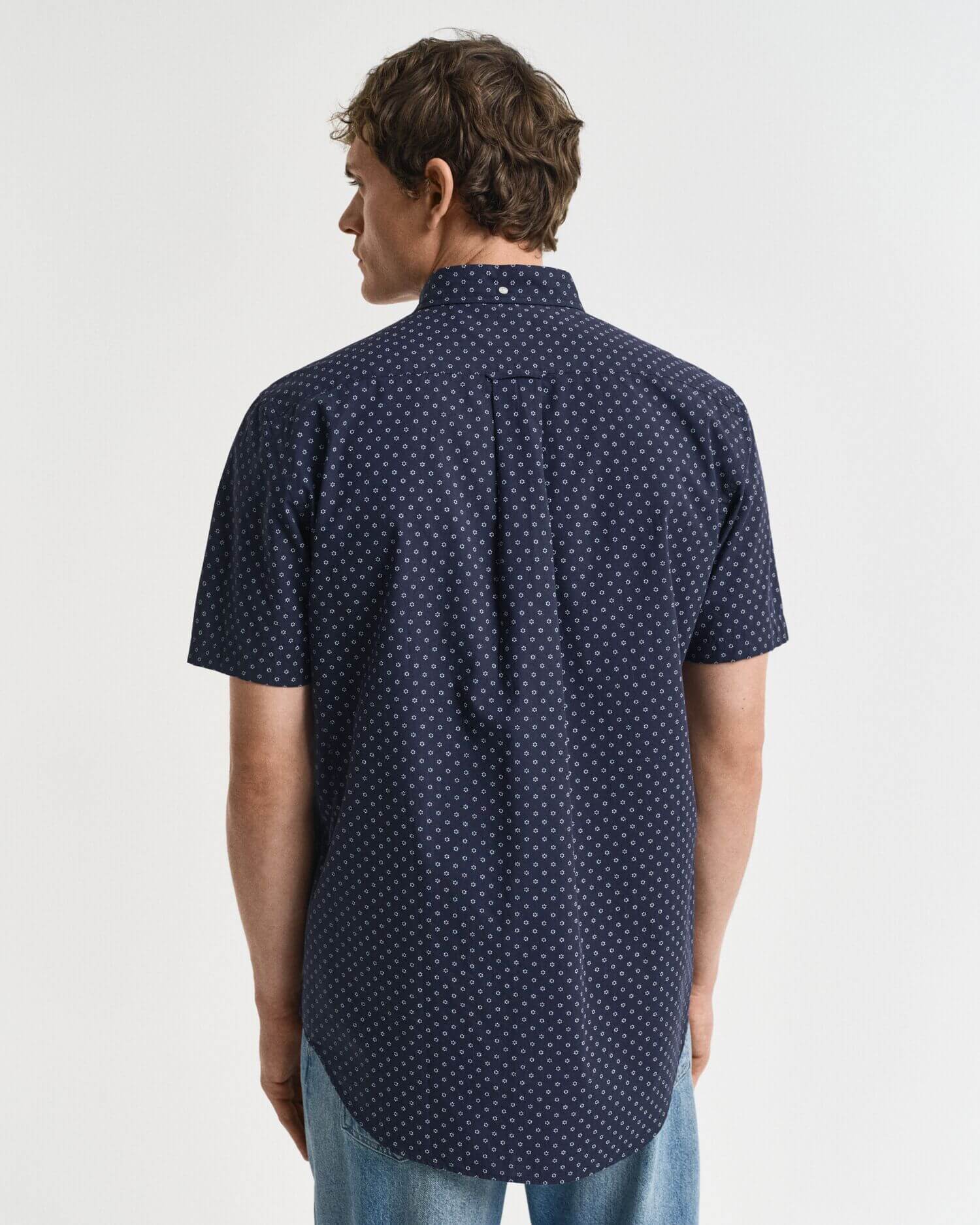 Gant miesten lyhythihainen kauluspaita, REG MICRO PRINT SS SHIRT Sininen Kuosi - Image 2