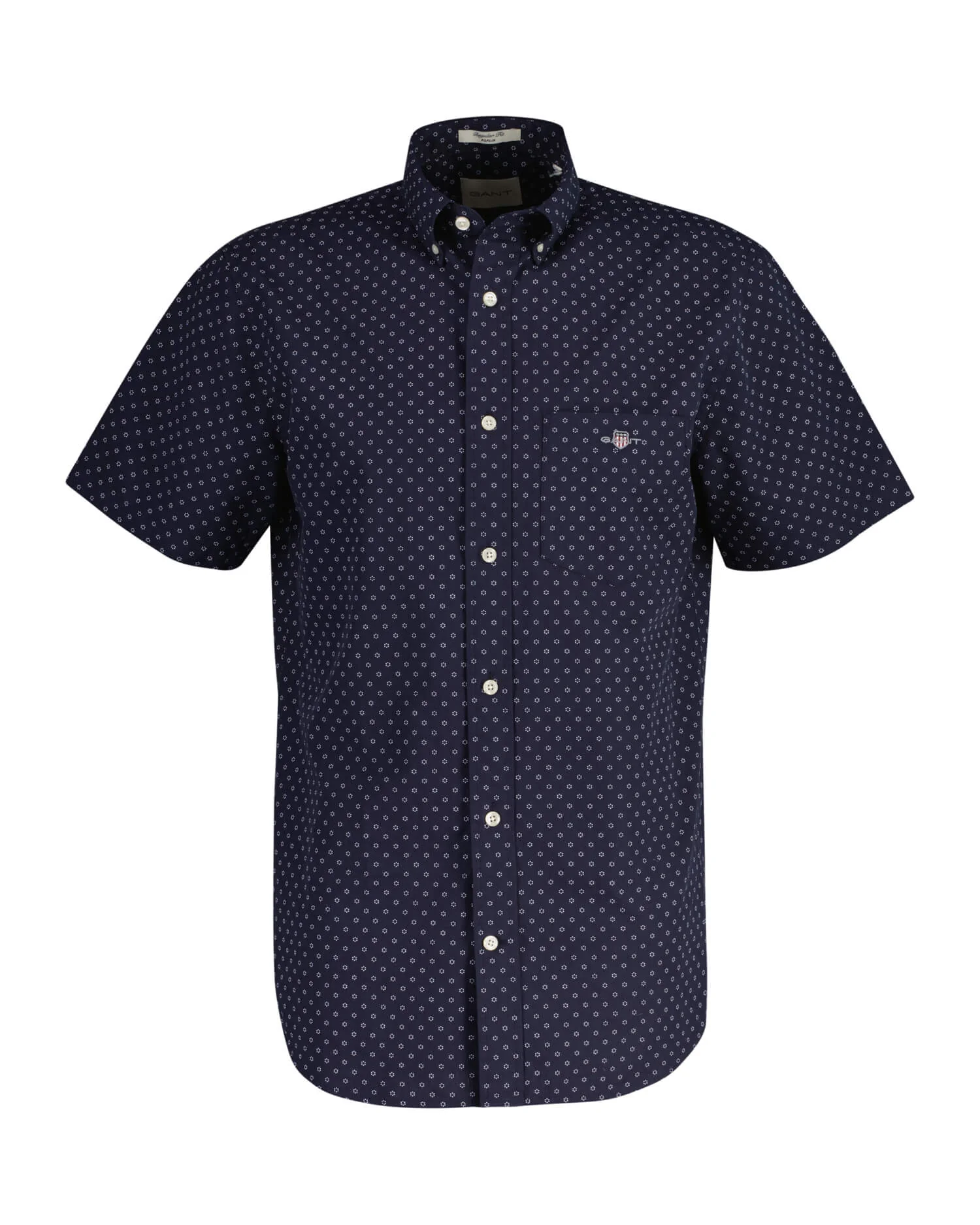 Gant miesten lyhythihainen kauluspaita, REG MICRO PRINT SS SHIRT Sininen Kuosi - Image 5