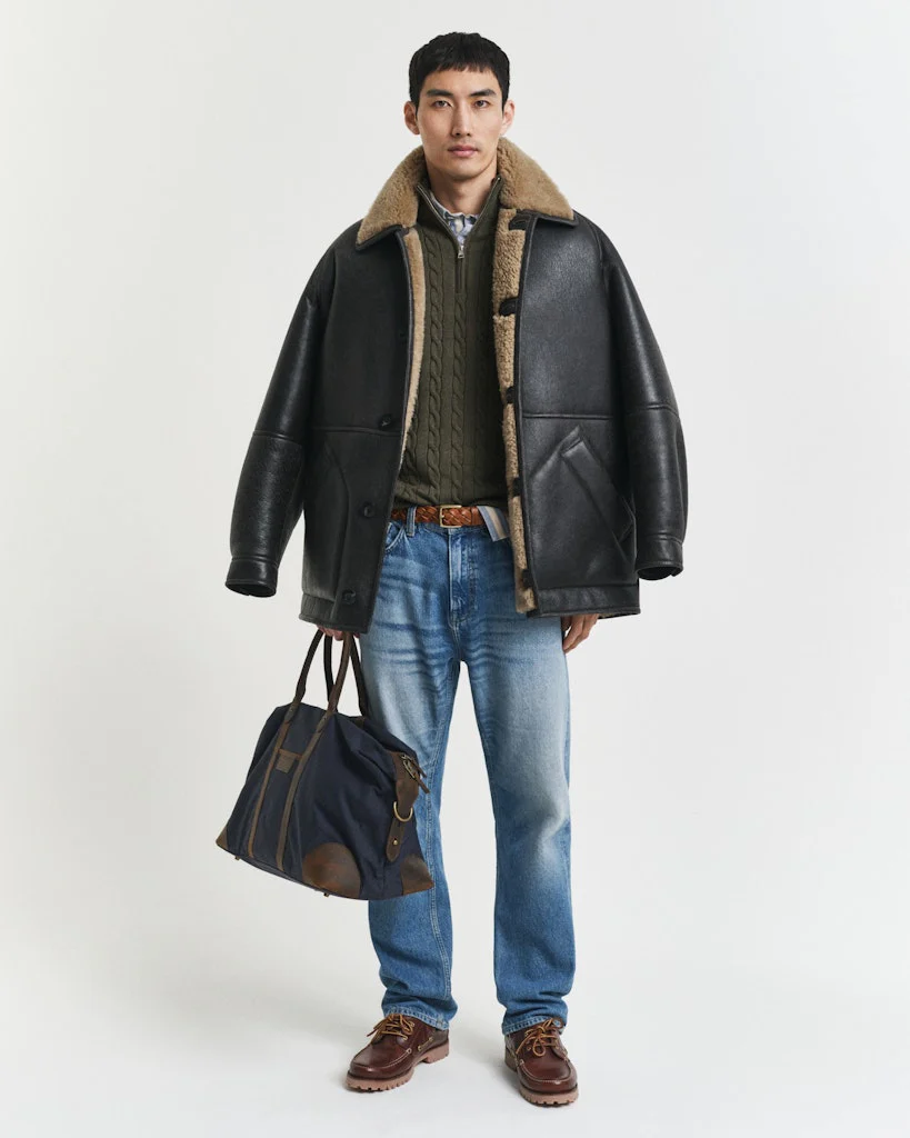 Gant miesten neule, COTTON CABLE HALF ZIP Tummanvihreä - Image 5