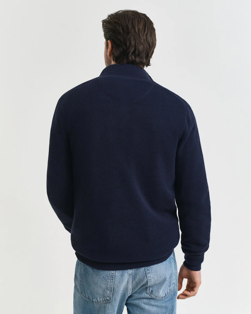 Gant miesten neulepusero Cotton Pique Half Zip, tummansininen - Image 2