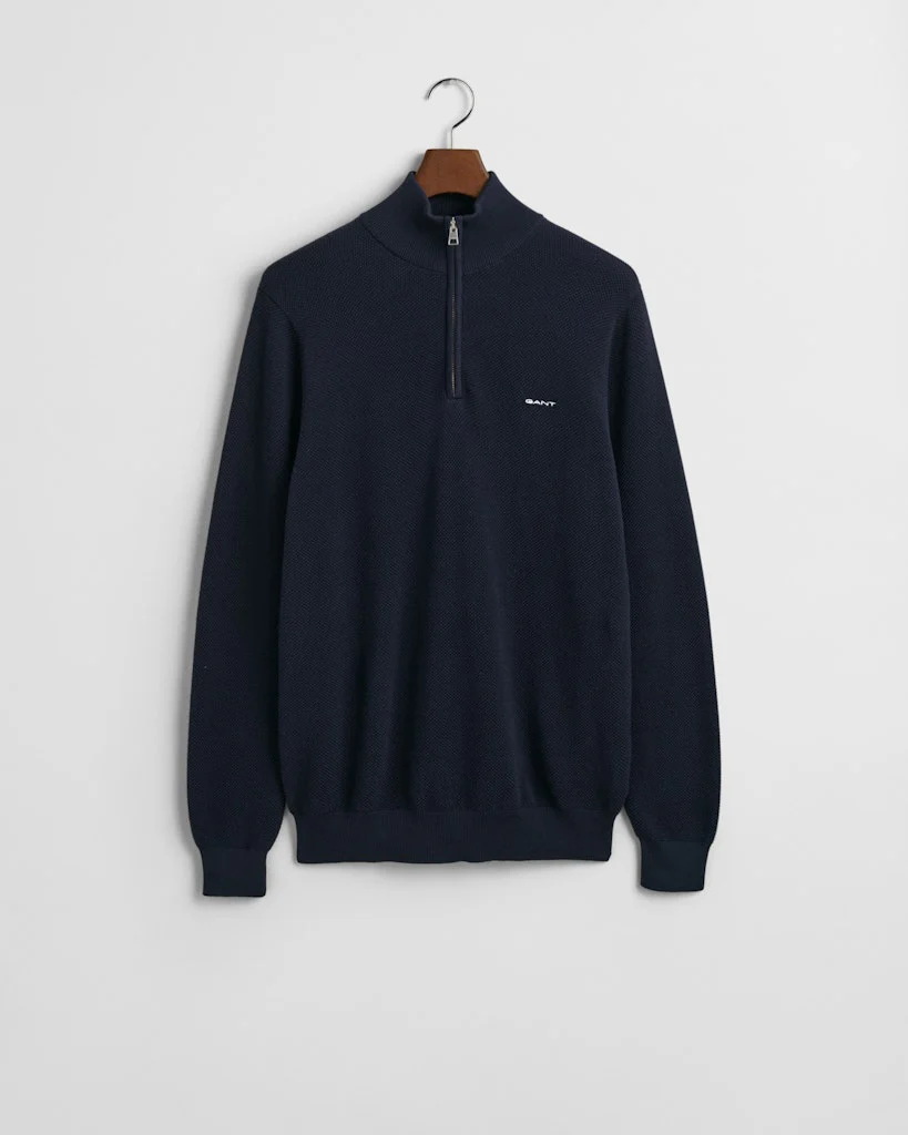 Gant miesten neulepusero Cotton Pique Half Zip, tummansininen - Image 4