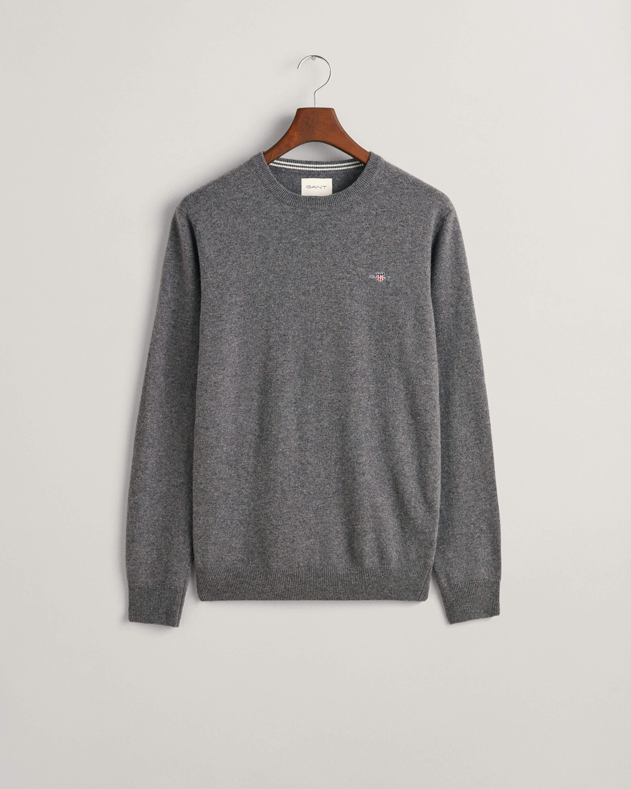 Gant Miesten Neulepaita, SUPERFINE LAMBSWOOL C-NECK Tummanharmaa - Image 3