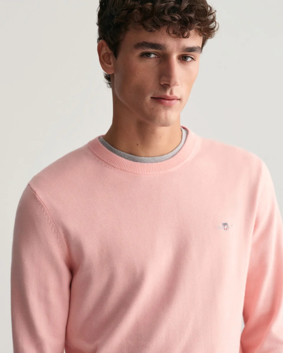 Gant Miesten Neulepusero, CLASSIC COTTON C-NECK Pinkki - Image 4