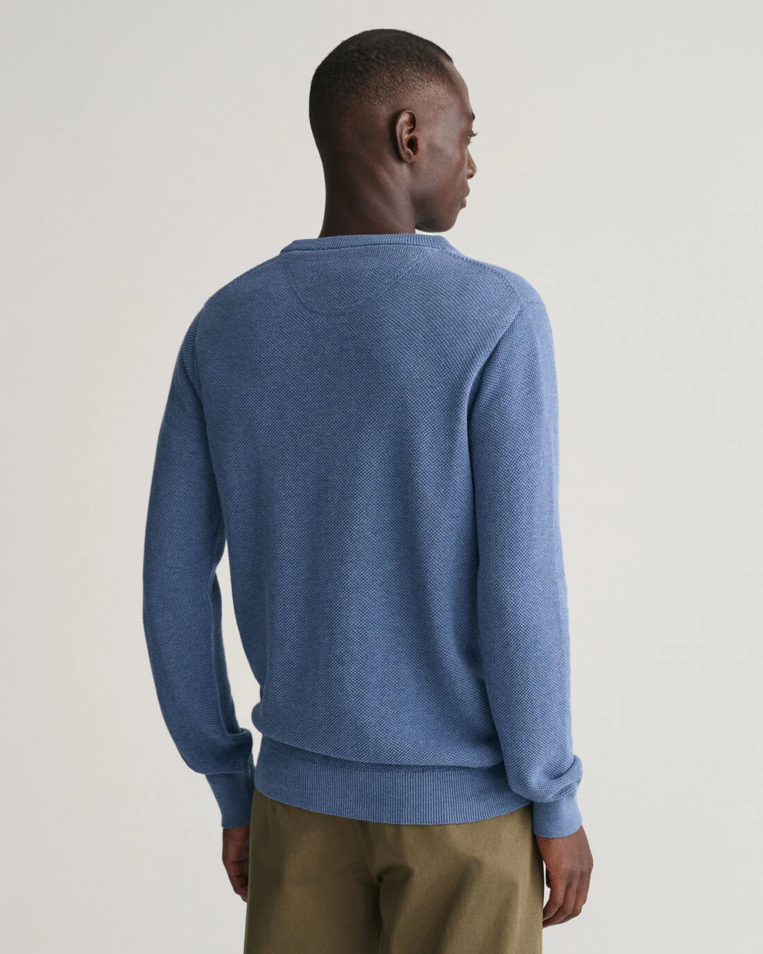 Gant Miesten Neulepusero, COTTON PIQUE C-NECK Indigo - Image 2