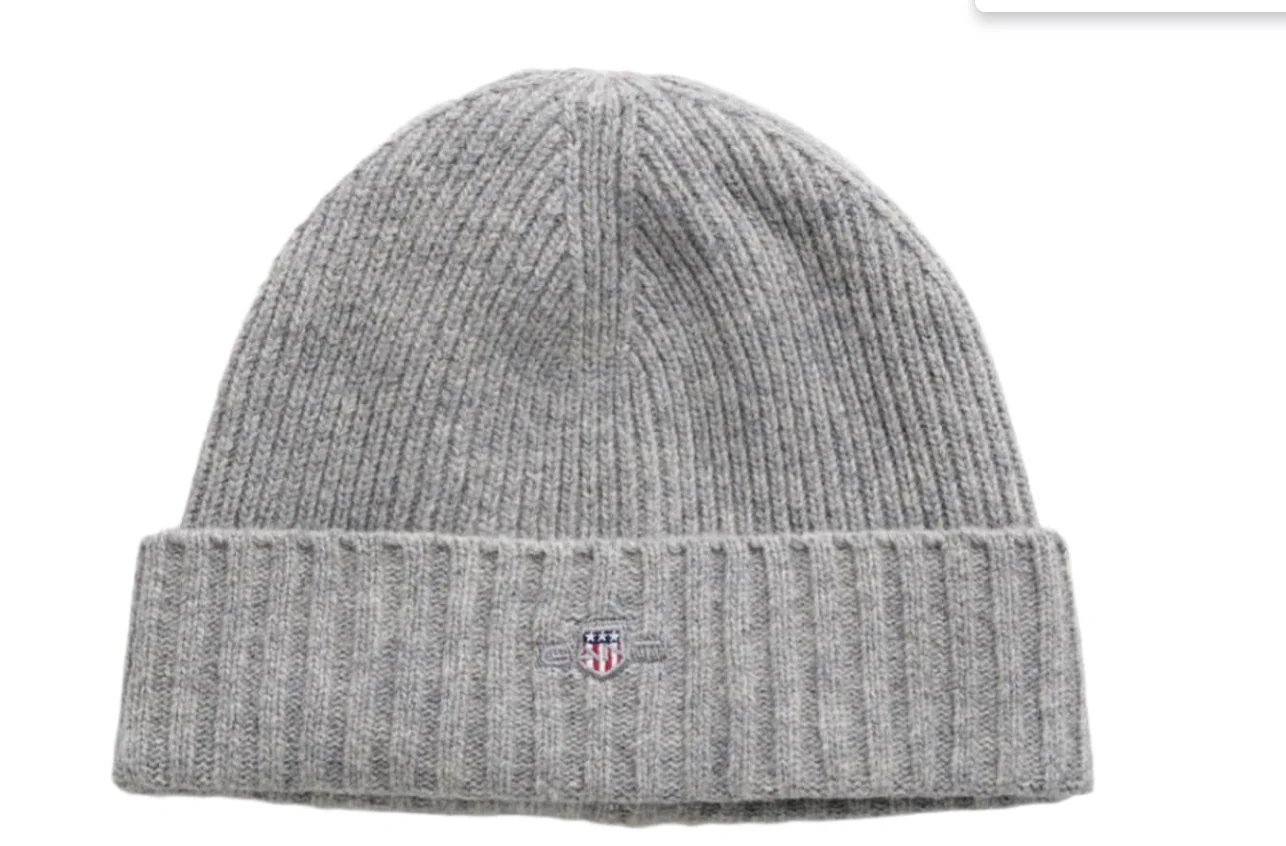 Gant miesten pipo, COTTON BLEND BEANIE Vaaleanharmaa