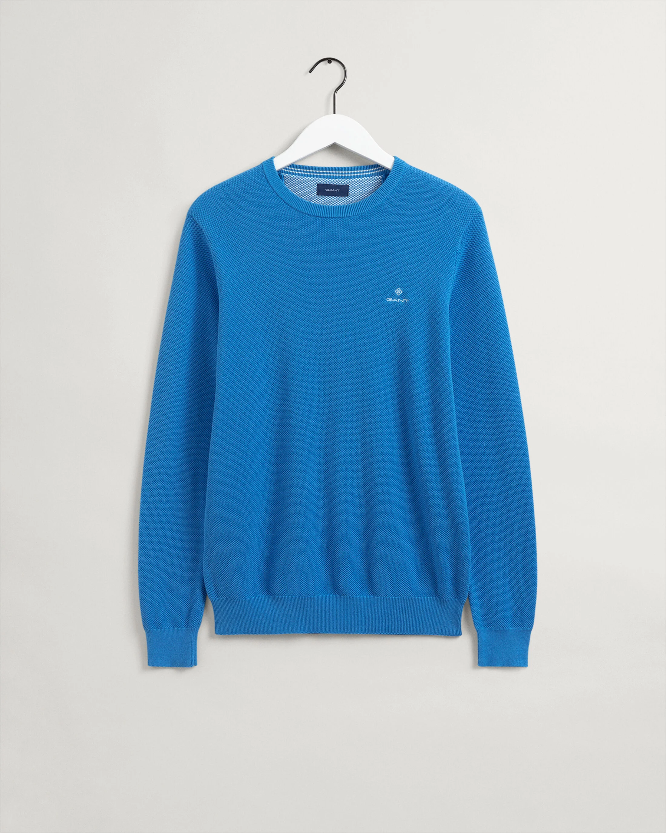 Gant Miesten Puuvillaneule, Cotton Pikee Crew Sininen - Image 4