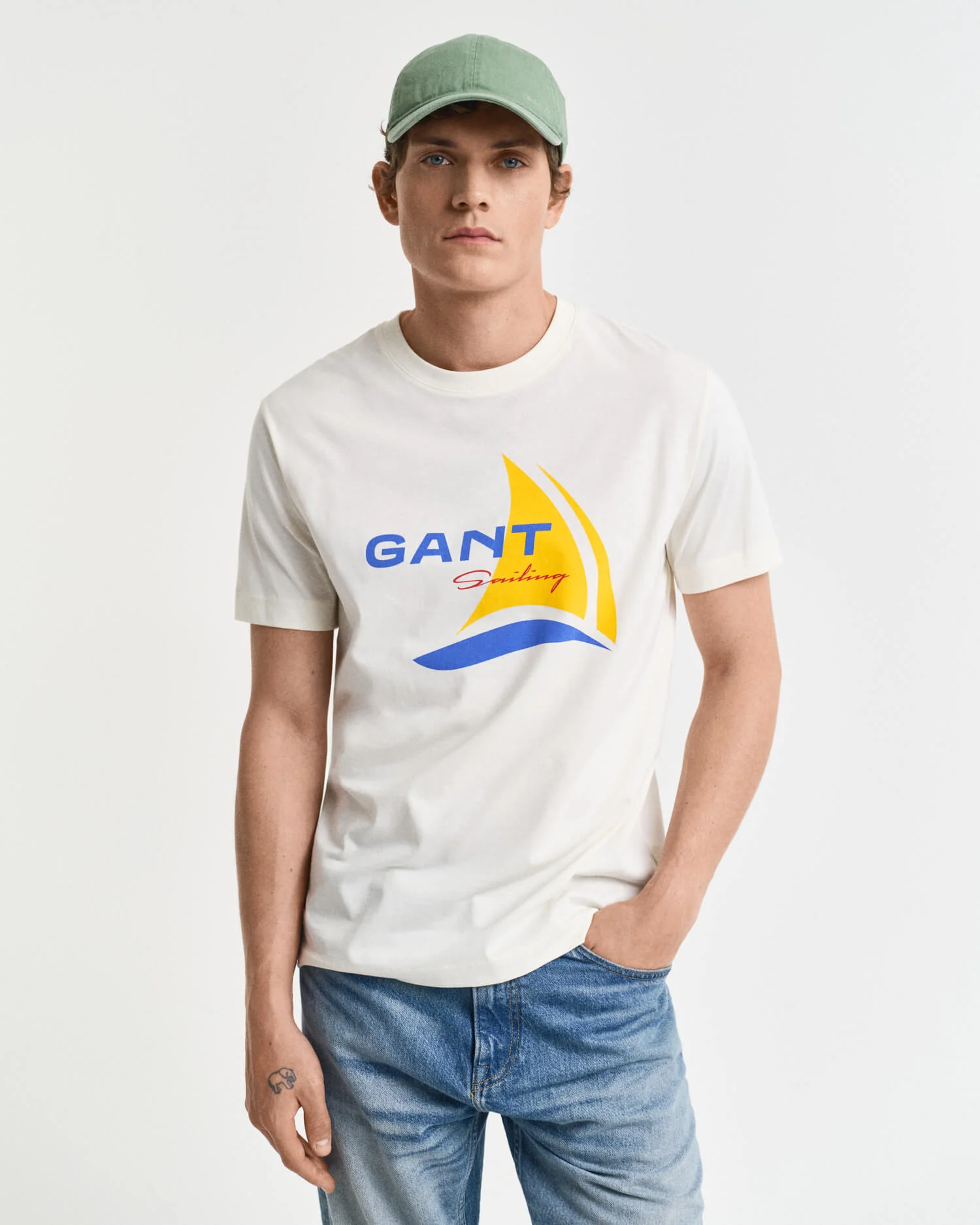Gant miesten t-paita, GRAPHIC SS T-SHIRT Valkoinen - Image 2