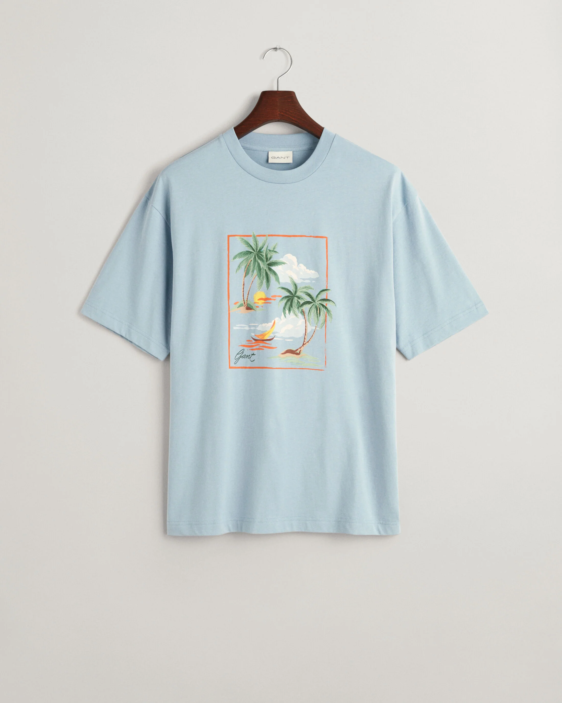 Gant miesten t-paita, HAVAJI PRINT GRAPCHIC SS Vaaleansininen - Image 3