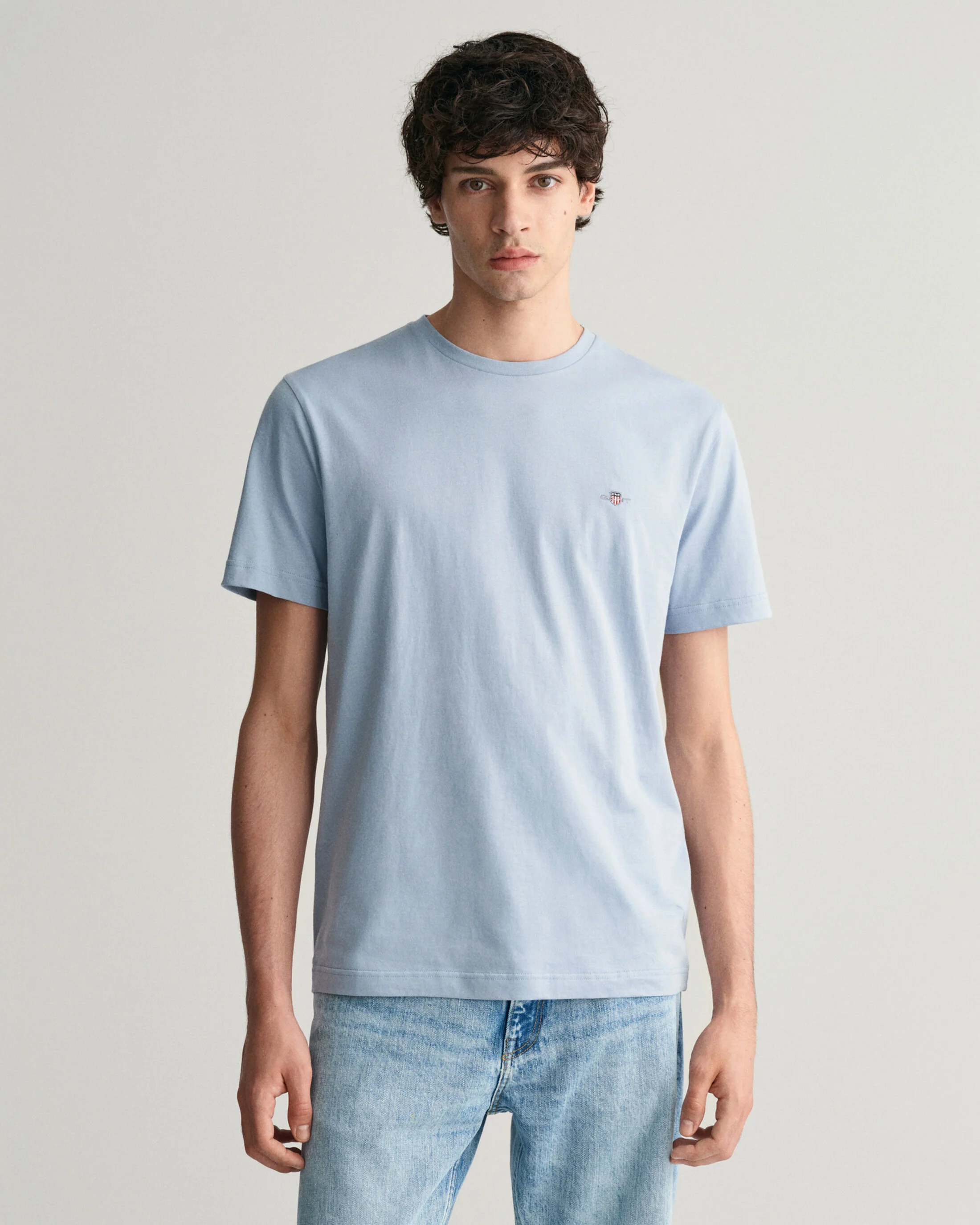 Gant Miesten T-Paita, REG SHIELD SS T-SHIRT Vaaleansininen