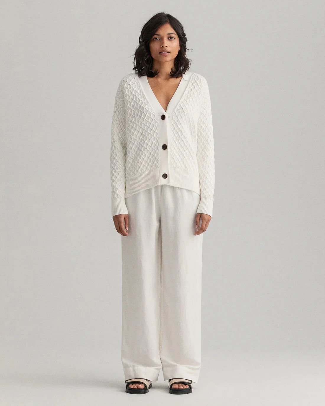 Gant Naisten Housut LINEN VISCOSE PULL-ON PANTS Valkoinen