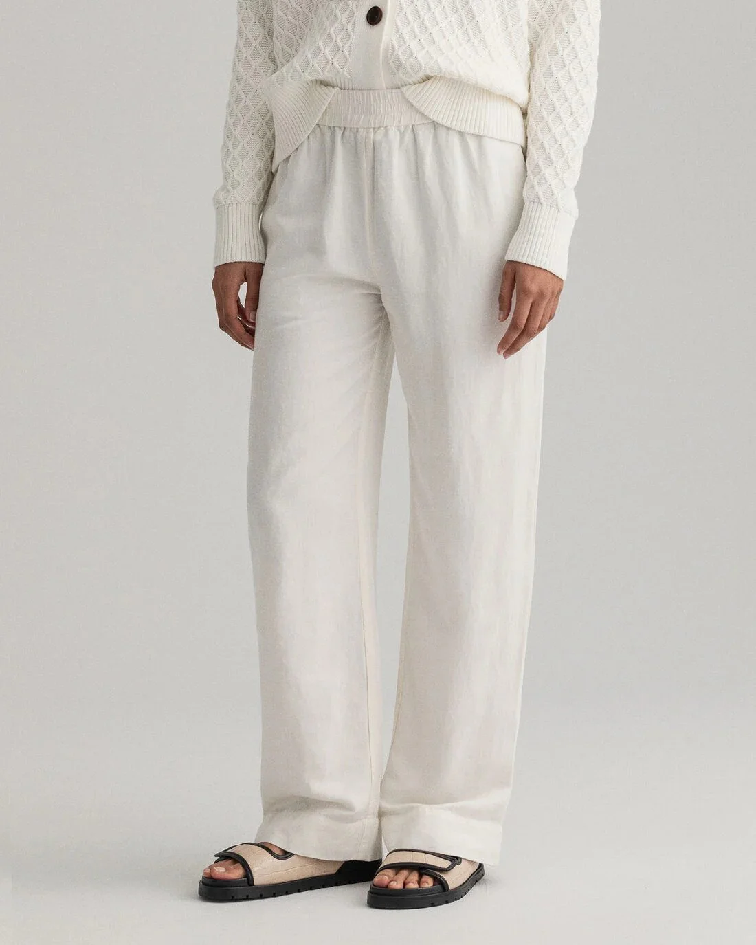 Gant Naisten Housut LINEN VISCOSE PULL-ON PANTS Valkoinen - Image 2