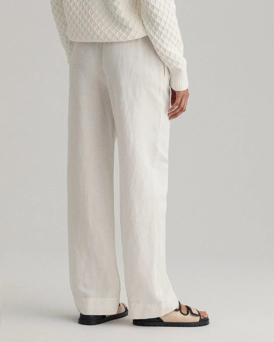 Gant Naisten Housut LINEN VISCOSE PULL-ON PANTS Valkoinen - Image 3
